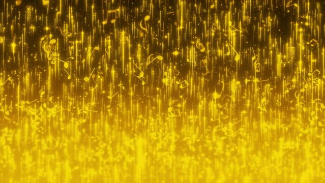 Luxurious golden musical notes. Looped background 