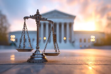 Judicial Balance: Scales Before the Supreme Court with Copyspace - obrazy, fototapety, plakaty