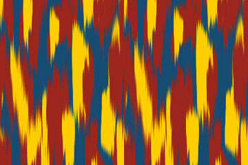 Uzbek ikat pattern and fabric in Uzbekistan. Abstract background for wallpaper, textile, cloth, fashion, table cloth