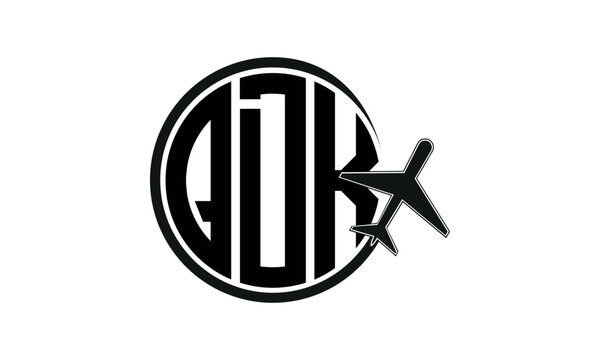 QDK three initial letter circle tour & travel agency logo design vector template. hajj Umrah agency, abstract, wordmark, business, monogram, minimalist, brand, company, flat, tourism agency, tourist