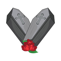 coffin with flower illustration
