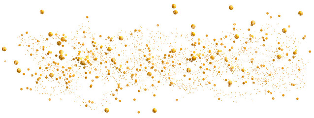 Gold glitter. Golden sparkle confetti. Shiny glittering dust.