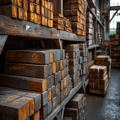 Woods stacked in a warehouse