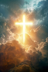  The Risen Jesus Ascended To Heaven The Scene. AI generative. - obrazy, fototapety, plakaty