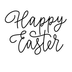 Happy Easter lettering with flourish in monoline style.  Vector isolated illustration.