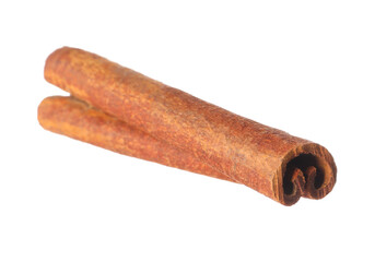 One aromatic cinnamon stick isolated on white