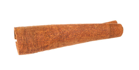 One aromatic cinnamon stick isolated on white