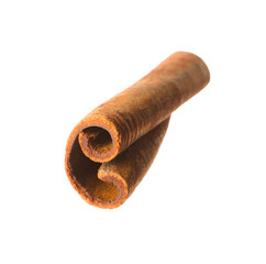 One aromatic cinnamon stick isolated on white
