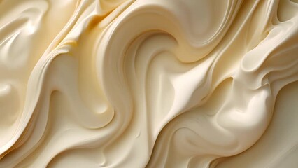 White Chocolate. Pouring melted liquid premium milk white chocolate. Close up of molten liquid hot chocolate swirl. Confectionery. Confectioner prepares dessert, icing. 4K UHD video moving