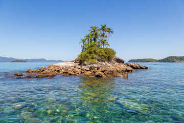 View of Ilhas Bonitas on a beautiful sunny morning in Angra dos Reis, Rio de Janeiro, Brazil.