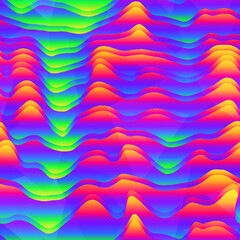 Neon bright waves. Seamless pattern - 729356602