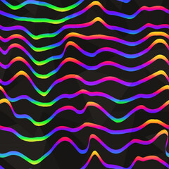Neon wave lines. Seamless pattern - 729356641