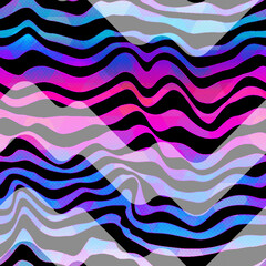 Wave colourful waves. Seamless pattern - 729356803