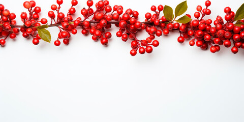 Red barberry branches isolated on a white background. Ripe fresh berries. Barberry sprigs.