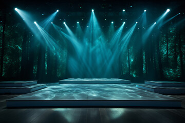 Modern dance stage light background with spotlight illuminated the stage. Stage lighting...