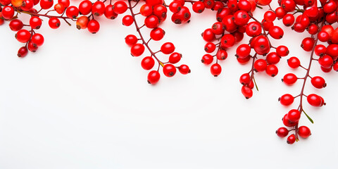 Red barberry branches isolated on a white background. Ripe fresh berries. Barberry sprigs.