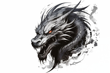 Black dragon tattoo on a white background. Men's tattoo. Women's tatoo. Dragon tattoo. Tattoo ideas for women and men. Tattoo parlor. Tattoo artist profession.​ Dark tatoo.


