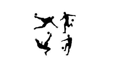 Fototapeta na wymiar sportsmen silhouettes image, jumping people design, men playing soccer,