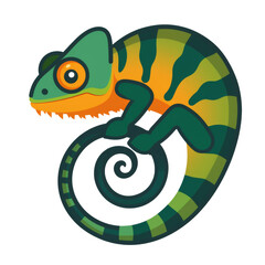 Fototapeta premium flat logo of vector colorful chameleon cartoon vector icon illustration animal nature icon concept isolated premium transparent background png