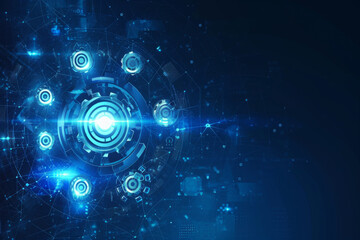 Futuristic blue gear digital transformation abstract technology background. 
