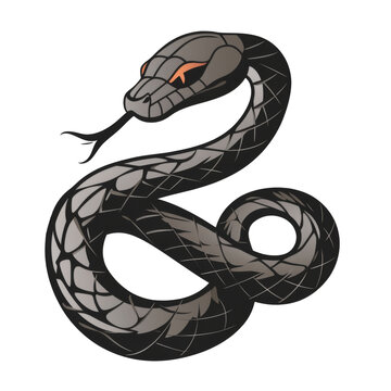 flat logo of vector black snake python vector icon illustration animal nature icon concept isolated premium transparent background png