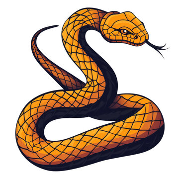 flat logo of vector orange snake python vector icon illustration animal nature icon concept isolated premium transparent background png
