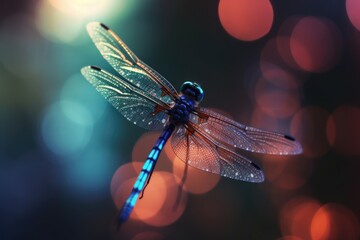 Dragonfly with Dazzling Bokeh Texture - 729361211
