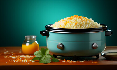 A rice cooker that has a beautiful view of cooking rice