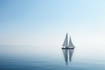 Serene Sailboat on a Calm Blue Sea