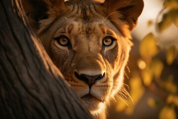 Intense Gaze of an African Lion in Twilight - 729361468