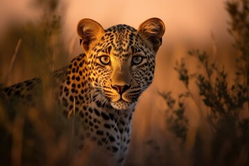 Intense Leopard Gaze at Twilight