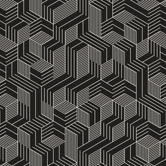 Vector seamless pattern. Repeating geometric elements. Stylish monochrome background design.