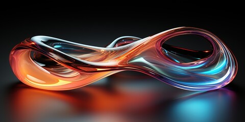 Image of an abstract holographic shape. Liquid iridescent neon curved wave. Luxury wallpaper. Generative AI