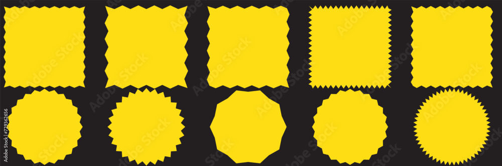Poster zig zag edge rectangle shape collection. jagged rectangular elements set. black graphic design eleme