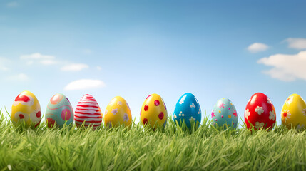 Fototapeta premium Easter background, many colorful Easter eggs