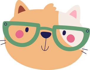 Cat Face With Glasses
