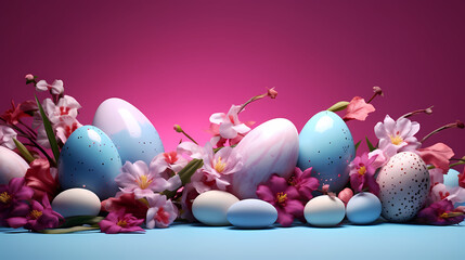 Obraz premium Easter background, many colorful Easter eggs