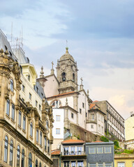 Fototapeta na wymiar Cityscape with church tower in Porto, Portugal