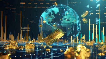 A large, radiant gold nugget sits on a reflective surface, with colorful bokeh lights in the background, highlighting the allure of precious metals.