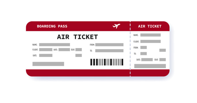 Airline ticket design mock up. Boarding pass. Concept of travel and trip. Vector illustration