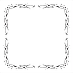 Elegant black and white monochrome ornamental border for greeting cards, banners, invitations. Vector frame for all sizes and formats. Isolated vector illustration.	