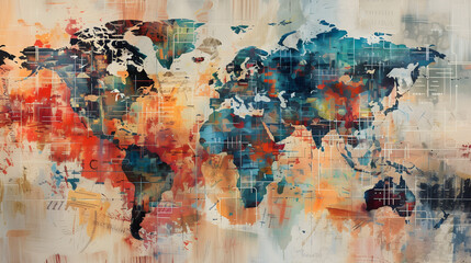  the pulse of global communication with an abstract map artwork.