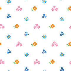 Seamless Pattern of Hand Drawn Flower Design on White Background
