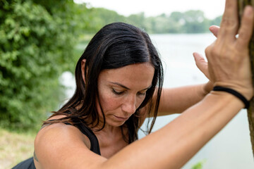 Fitness woman at the park, Milano, Italy.