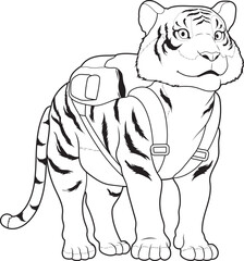 Tiger Pupil Backpack School Animal Vector Graphic Art Illustration