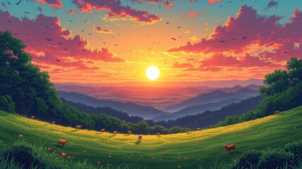 wallpaper sunset in the mountains