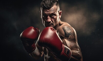 Tattooed Man in Boxing Gloves