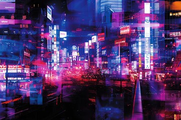 Neon Cityscape Magazine Collage