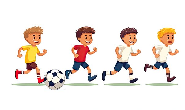 Kids Running Around a Soccer Ball