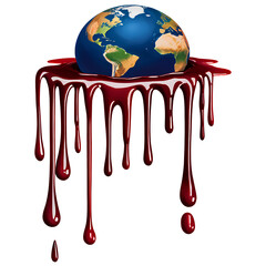 Mysterious earth on blood: world in turmoil. everywhere in conflict. earth stained in blood of ongoing wars. earth on blood: world in turmoil. everywhere in conflict. earth stained in blood.